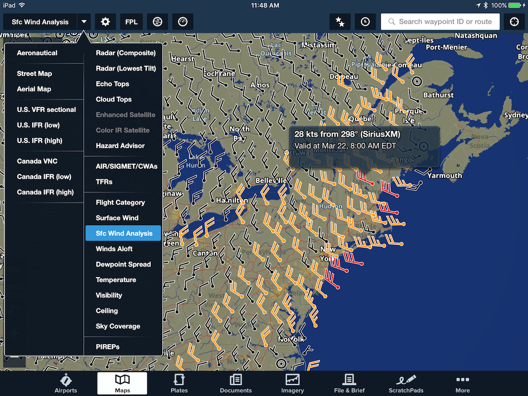 Surface Wind Analysis Now Available with SiriusXM - ForeFlight Blog